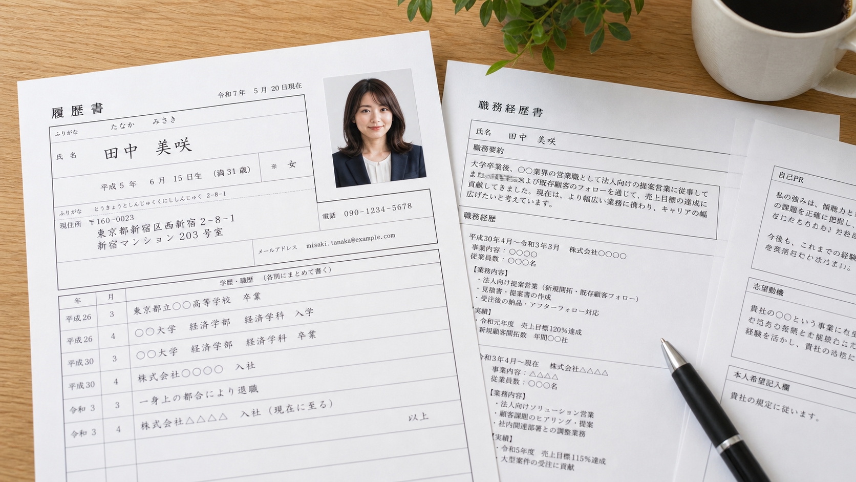 求人紹介・書類作成の画面